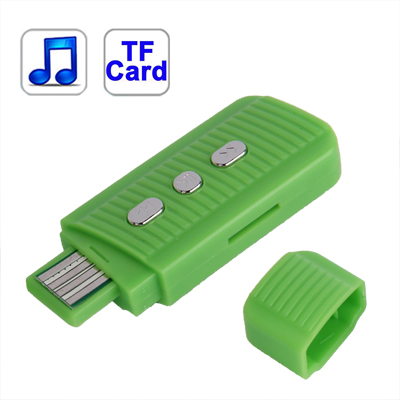 Direct Plug USB Flash Disk Style TF (Micro SD) Card Slot MP3 Player (Green) - Click Image to Close